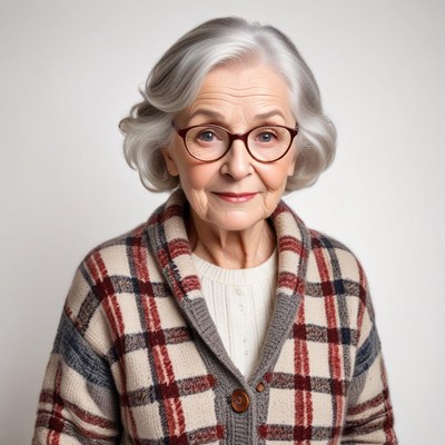 Elderly woman with gray hair smiling