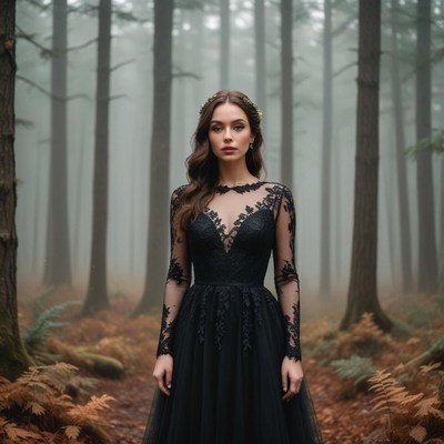 Mysterious beauty in dark forest