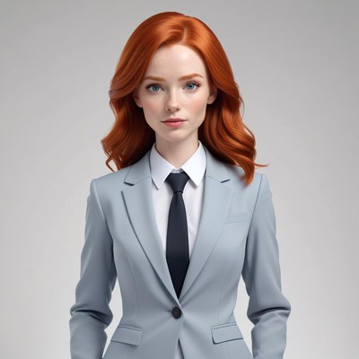 Businesswoman with red hair in suit