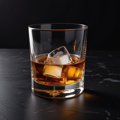 Whiskey on the rocks in a glass
