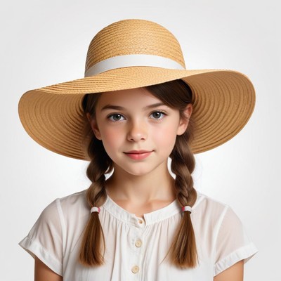 Girl wearing a straw hat