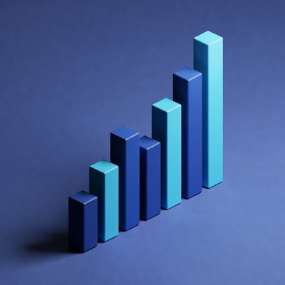 Growth chart in blue shades