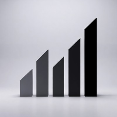 Rising bars representing growth trend