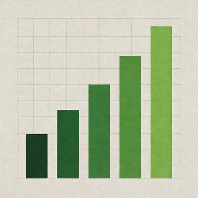 Green bar graph increasing over time