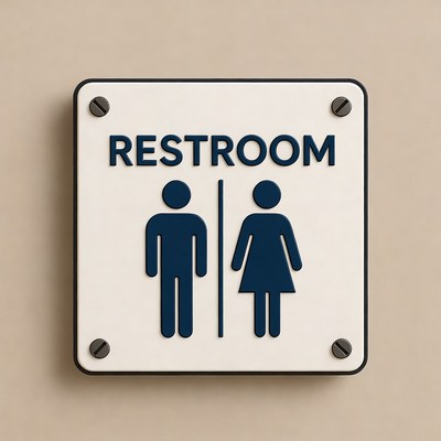 Restroom sign for public facilities
