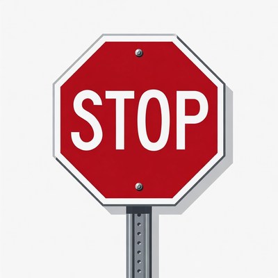 Red octagonal stop sign positioned upright