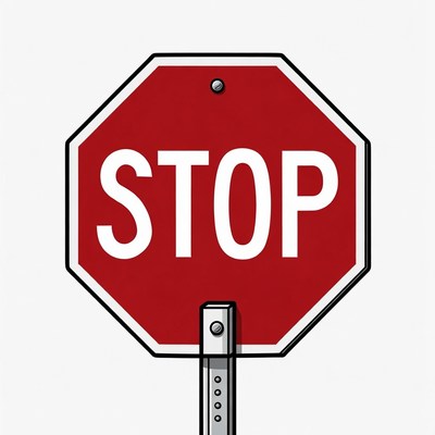 Red octagonal stop sign on pole