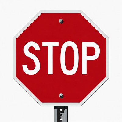 Red stop sign at an intersection