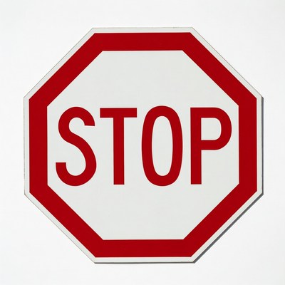 Stop sign in red and white