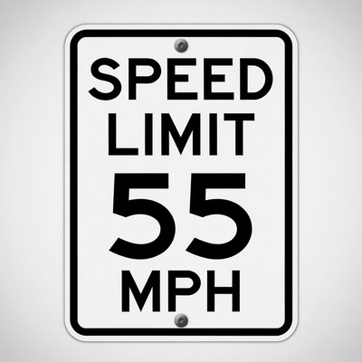 Speed limit sign indicating 55 mph