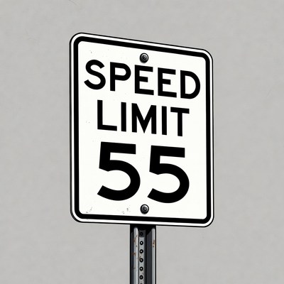 Speed limit sign on a highway