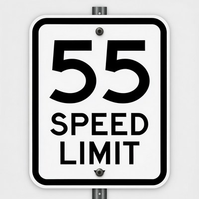 Speed limit sign displaying 55 mph