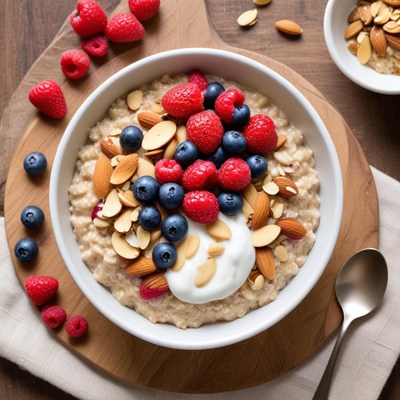 Bright berry oatmeal breakfast bowl