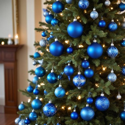 Beautiful blue christmas tree decorations
