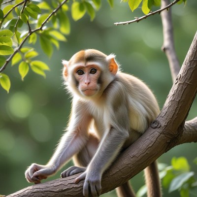 Monkey sitting on a tree branch