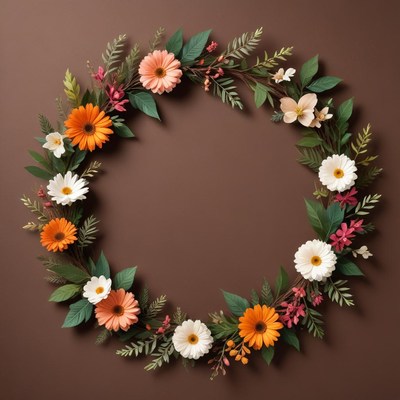Floral wreath on a brown background