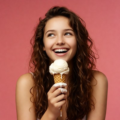 Enjoying ice cream happiness in summer