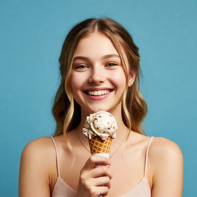 Smiling girl with ice cream cone
