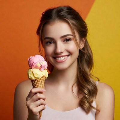 Young woman enjoying ice cream treat