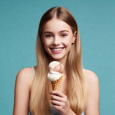 Young girl enjoying ice cream cone