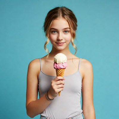 Girl enjoying ice cream cone