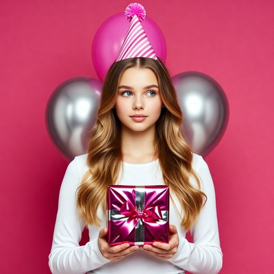 Celebrating with gifts and balloons