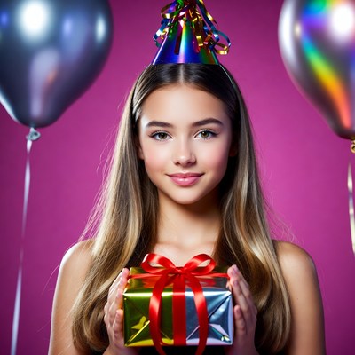 Birthday celebration with gift and balloons