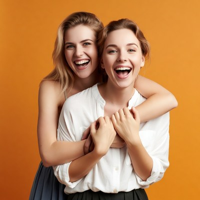 Two friends enjoying joyful moments together