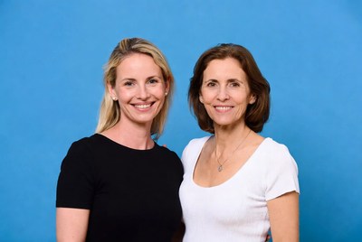 Smiling women with blue background