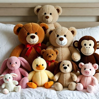 Colorful collection of stuffed animals