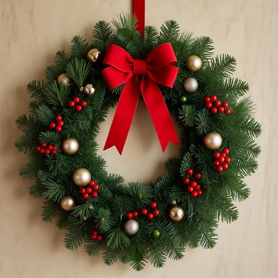 Festive christmas wreath decoration