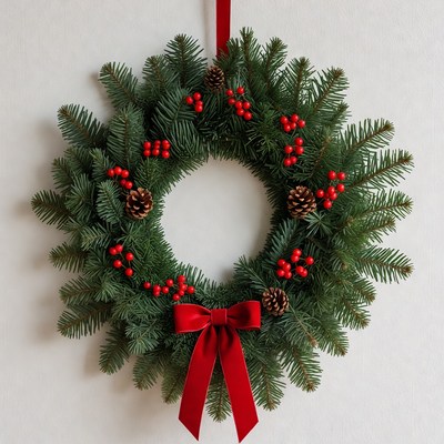 Holiday wreath with pine and berries