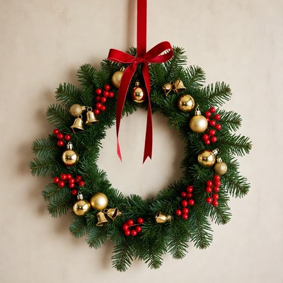 Decorative christmas wreath with ornaments