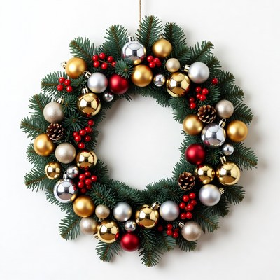 Beautiful christmas wreath with ornaments