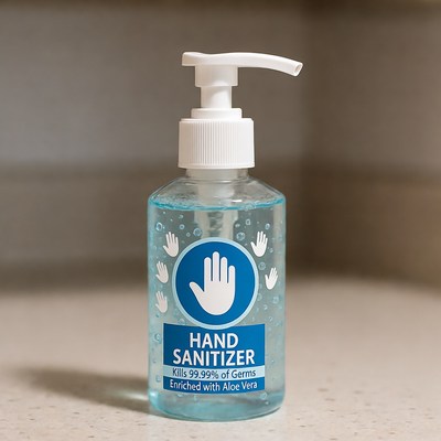 Hand sanitizer on countertop for cleanliness