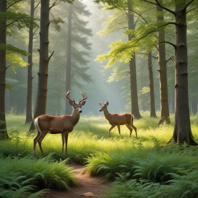 Deer in a peaceful forest setting