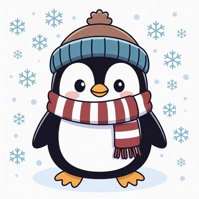 Cute penguin enjoying winter fun
