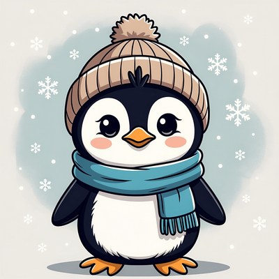 Cute penguin in winter attire