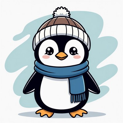 Cute penguin in winter attire