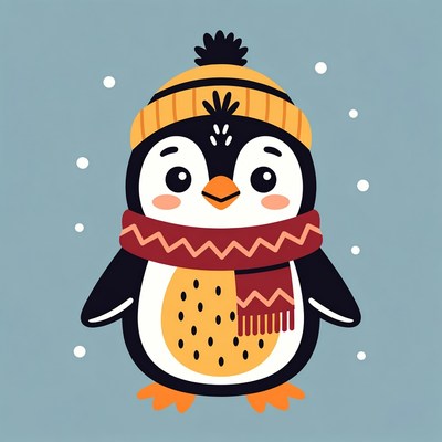 Cute penguin in winter attire