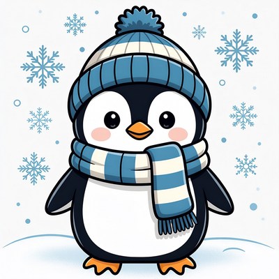 Cute penguin in winter attire