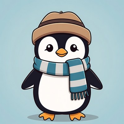 Cute penguin dressed for winter