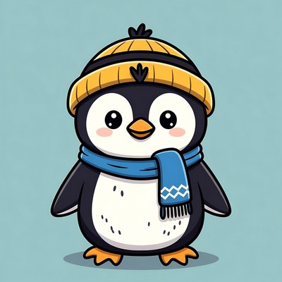 Cute penguin in winter attire