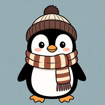 Cute penguin wearing a hat