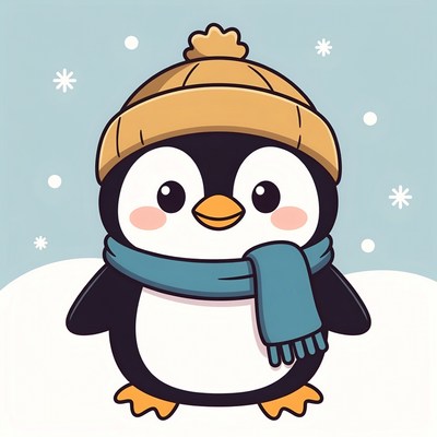Cute penguin in winter attire