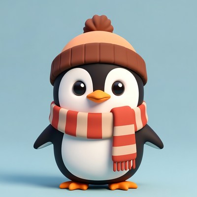 Cute penguin wearing winter accessories