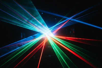 Colorful laser lights at night