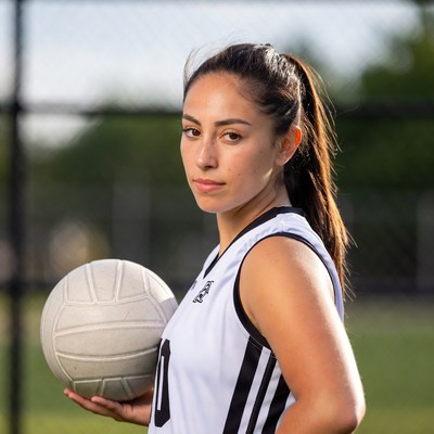 Confident athlete on the court