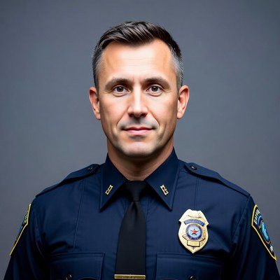 Confident police officer portrait session