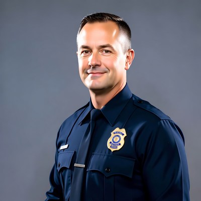 Officer in uniform smiling